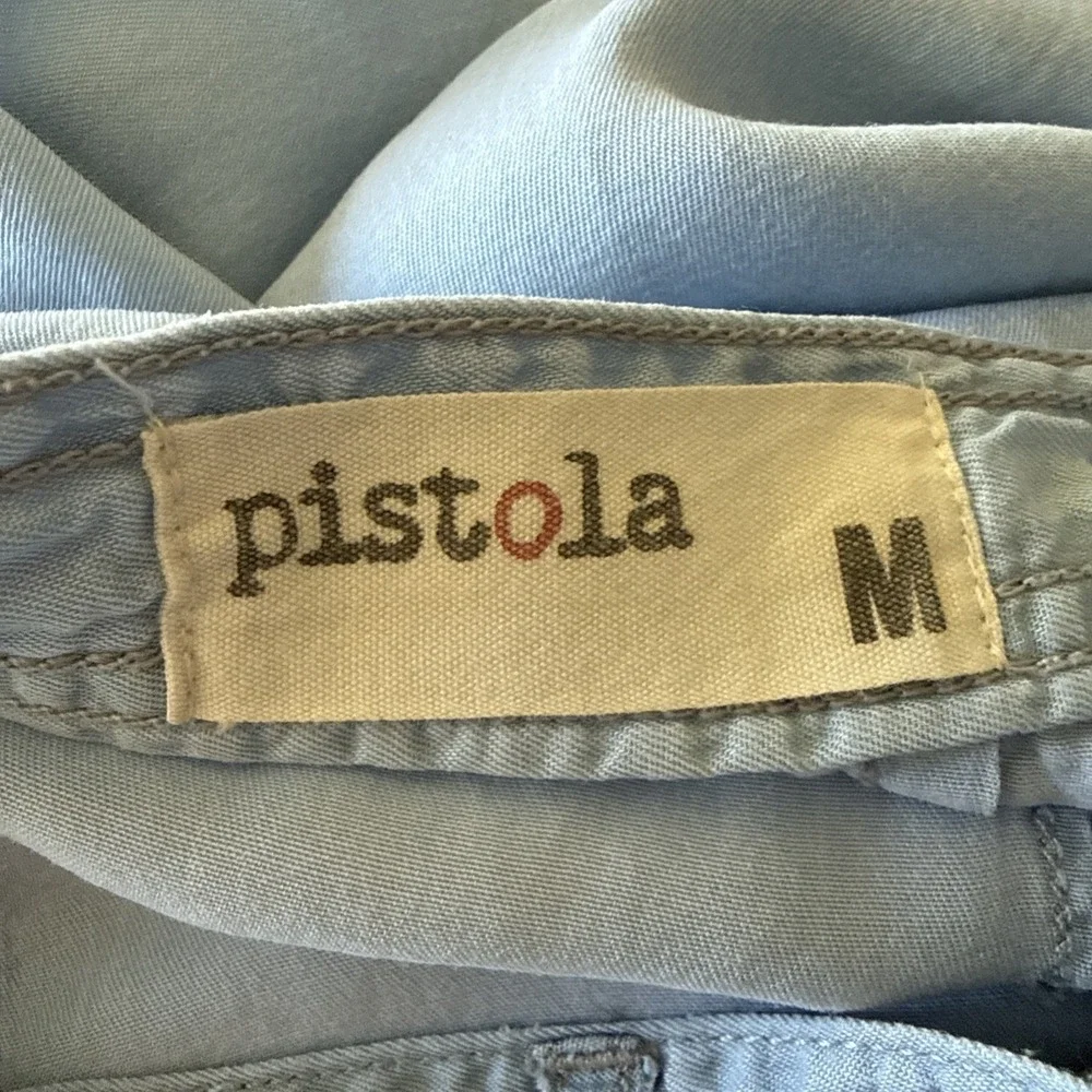 Pistola Skirt Womens Size M Blue Chambray Snap Baez Maxi Boho Indie Classic